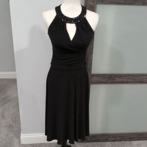 Jessica Howard Evening Black Halter midi dress size 6
